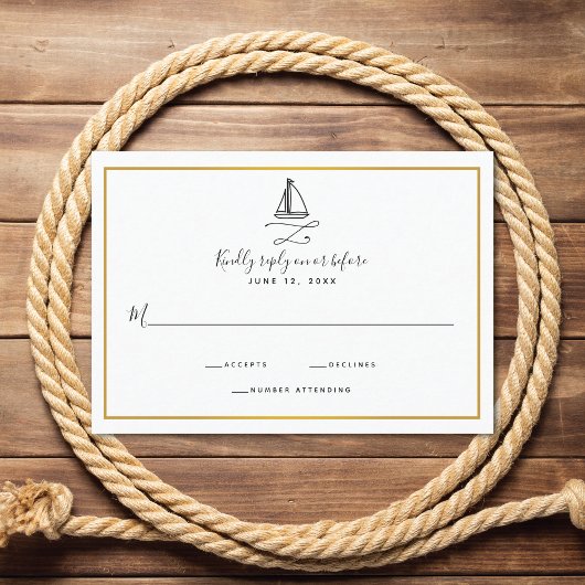 Nautical Sailboat Minimale Hochzeit RSVP Karte