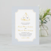 Nautical Sailboat Minimalist Preppy Wedding Folieneinladung (Stehend vorne)