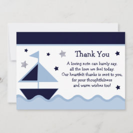 Nautical/Sailboat/Navy Baby Dusche Danke Karte