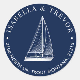 Nautical Sailboat-Rücksendeadresse Runder Aufkleber