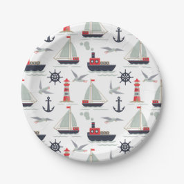Nautical Sailboat Sailor Baby Boy Dusche Party Pappteller