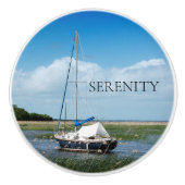 Nautical Sailboat Scene Design Keramikknauf (Vorderseite)