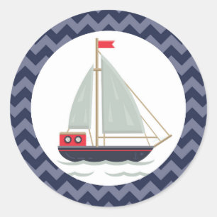 Nautical Sailboat Segelboot Kinderdusche Party Runder Aufkleber