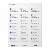 Nautical sailboat/ship/vessel blue silhouette adressaufkleber (Vorne)