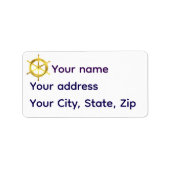 Nautical sailboat/ship wheel gold silhouette  adressaufkleber (Vorne)