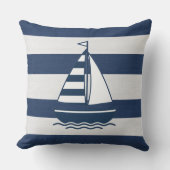 Nautical Sailboat & Stripe Navy White ID1255 Kissen (Vorderseite)