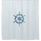 Nautical Sailboat Stripe Pattern Coastal  Duschvorhang (Vorderseite)