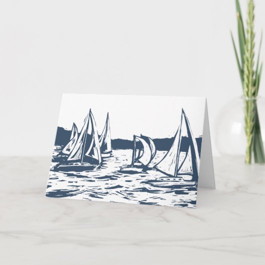 Nautical Sailboat Wedding Danke Karte (Vorderseite)