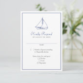 Nautical Sailboat Wedding RSVP Karte (Stehend Vorderseite)