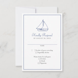 Nautical Sailboat Wedding RSVP Karte