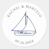Nautical Sailboat Wedding Runder Aufkleber (Vorderseite)