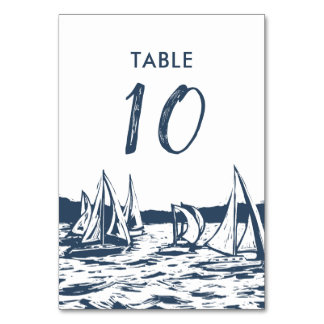Nautical Sailboat Wedding Table Card Tischnummer