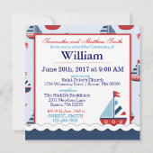 Nautical Sailboats Anchor Crabs Taufe Einladung (Rückseite)