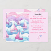 Nautical Sailboats Kindermädchendusche Einladung (Vorne/Hinten)