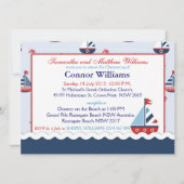 Nautical Sailboats Taufe Einladung (Rückseite)