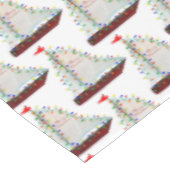 Nautical Sailboats with Holiday lights harbor boat Tischdecke (Schrägansicht)