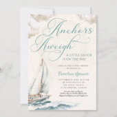 Nautical Sailing Anchor Aweigh Baby Shower Einladung (Vorderseite)