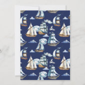 Nautical Sailing Ship New Adventure Baby Shower in Einladung (Rückseite)