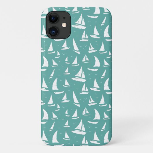 Nautical Sailing Ships Blue White Maritime Print Case-Mate iPhone Hülle (Rückseite)