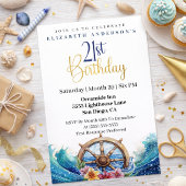Nautical Sailing Wheel 21st Birthday Einladung