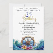 Nautical Sailing Wheel 21st Birthday Einladung (Vorderseite)