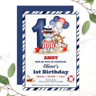 Nautical Sailor 1. Geburtstag Party Boy Einladung