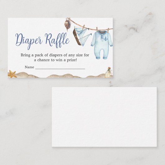 Nautical Sailor Ahoy Baby Dusche Windeln Windeln R Begleitkarte (Vorne/Hinten)