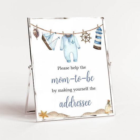 Nautical Sailor Ahoy Baby Shower Envelope Station Poster