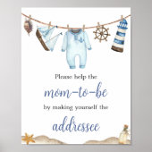 Nautical Sailor Ahoy Baby Shower Envelope Station Poster (Vorne)