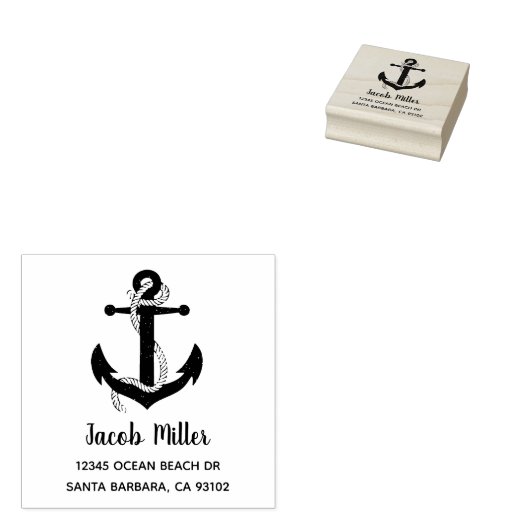 Nautical Sailor Anchor Rücksendeadresse Holzkunst Gummistempel (Stempel)