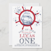 Nautical Sailor First Birthday Einladung (Vorderseite)