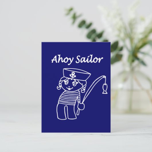Nautical Sailor Girl Postkarte (Stehend Vorderseite)