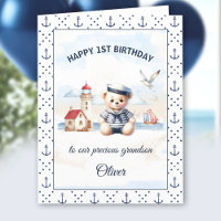 Nautical Sailor Niedlich Bär 1. Geburtstag Junge