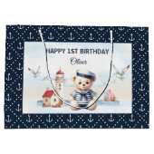 Nautical Sailor Niedlich Bären Marine Boy 1. Gebur Große Geschenktüte (Rückseite)