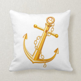 Nautical Sailor Ocean Beach Gold Anker Kissen