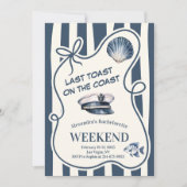 Nautical Sailor Stripe Muschel und Hat Bachelorett Einladung (Vorderseite)