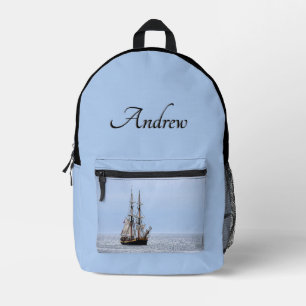 Nautical Schooner Blue Skies Personal Bedruckter Rucksack