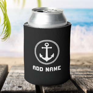 Nautical Sea Anchor Your Name or Boat Black White Dosenkühler