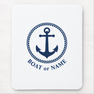 Nautical Sea Anker Ihr Boot oder Name Navy Blue Mousepad