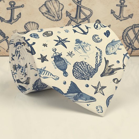 Nautical Sea Life Custom Necktie Krawatte