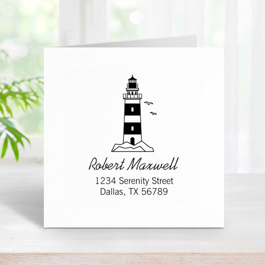 Nautical Sea Lighthouse Adresse 3 Gummistempel