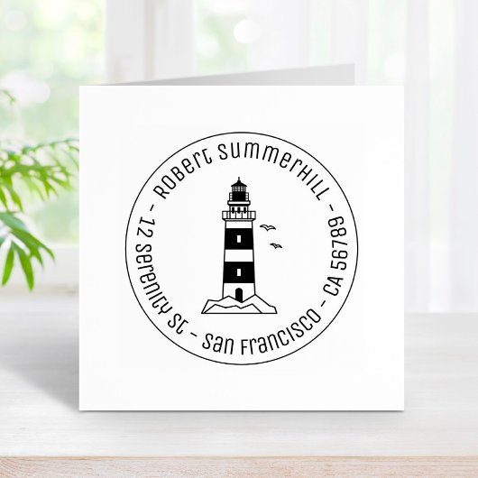 Nautical Sea Lighthouse Runde Adresse 3 Gummistempel