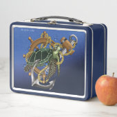 Nautical Sea Turtle Anchor Ship Wheel Blue Metall Brotdose (Beispiel)