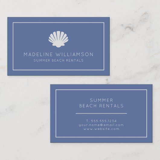 Nautical Seashell Beach Theme Visitenkarte (Vorne/Hinten)
