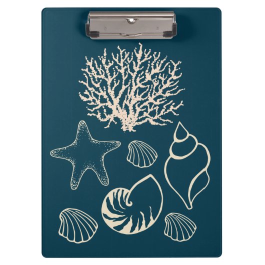 Nautical Seashell Clipboard Klemmbrett (Vorderseite)