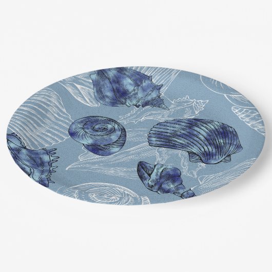 Nautical Seashell Collection - Alle Größen Pappteller (Schrägansicht)