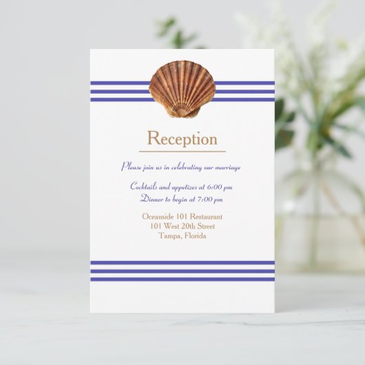 Nautical Seashell - Einladung des Empfangs (Stehend Vorderseite)