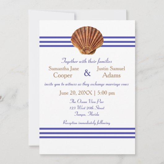 Nautical Seashell - Einladung zur Hochzeit (Vorderseite)