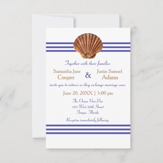Nautical Seashell - Einladung zur Hochzeit 3x5 (Vorderseite)