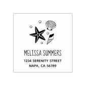 Nautical Seashell Starfish Perlen Adresse Gummistempel (Prägung)